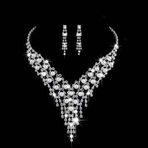 Jewelry Set Bridal Rhinestone Women's Necklace & Dangle Earrings Jewelry Set
